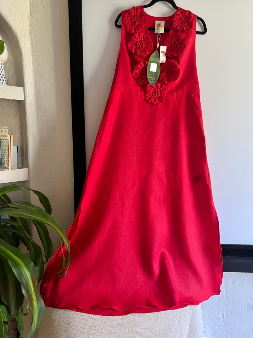 FARM Rio Red 3d Flower Maxi Dress Size XL NWT - Picture 9 of 16